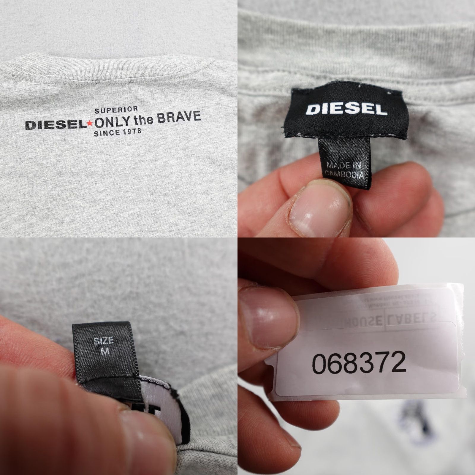 Diesel Diesel Shirt Mens Medium Gray Embroidered Dog Graphic Only The Brave Tee Size US M / EU 48-50 / 2 - 8 Thumbnail