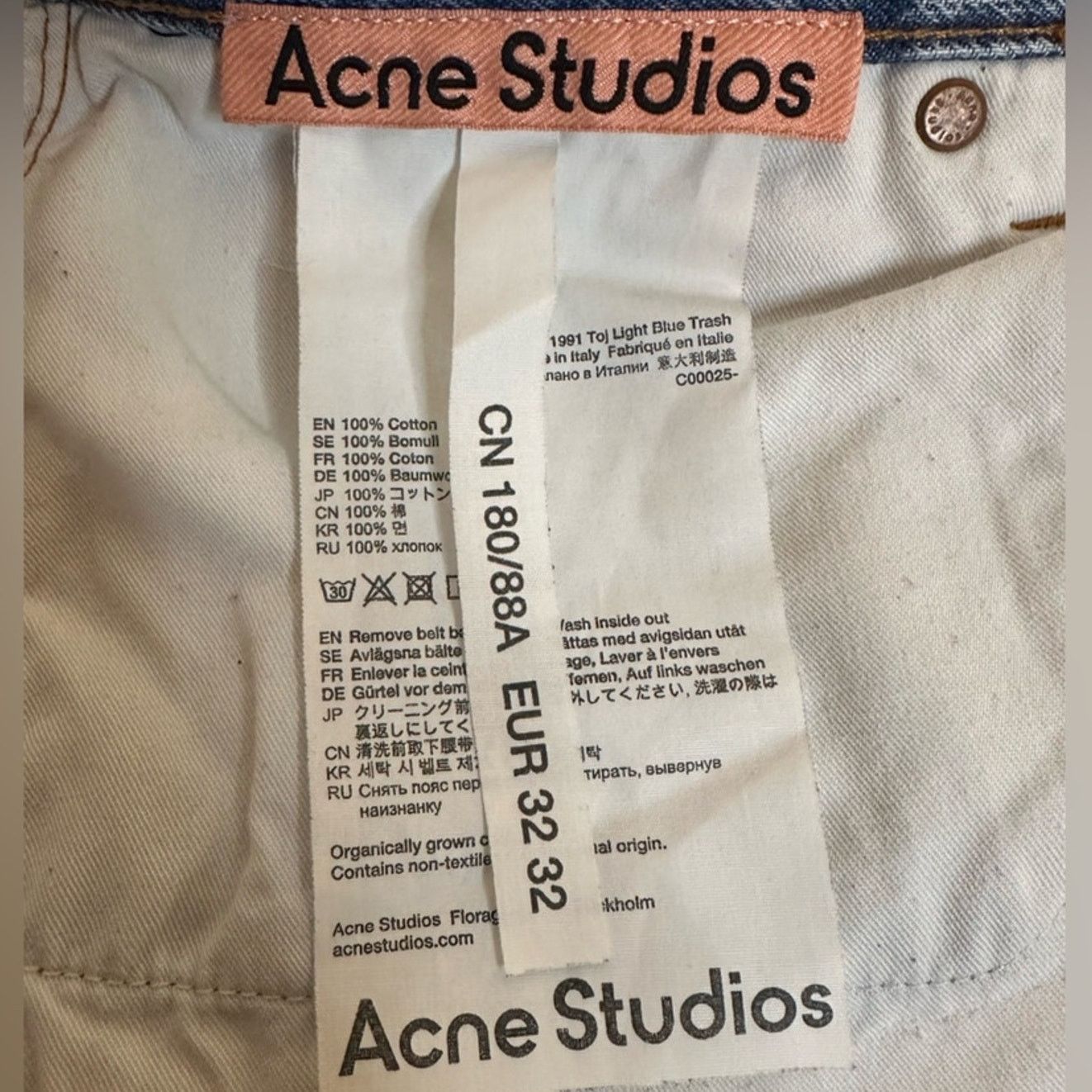 Acne Studios 1991 Toj Light Blue Trash Straight Denim Jeans Unisex Size US 32 / EU 48 - 2 Thumbnail