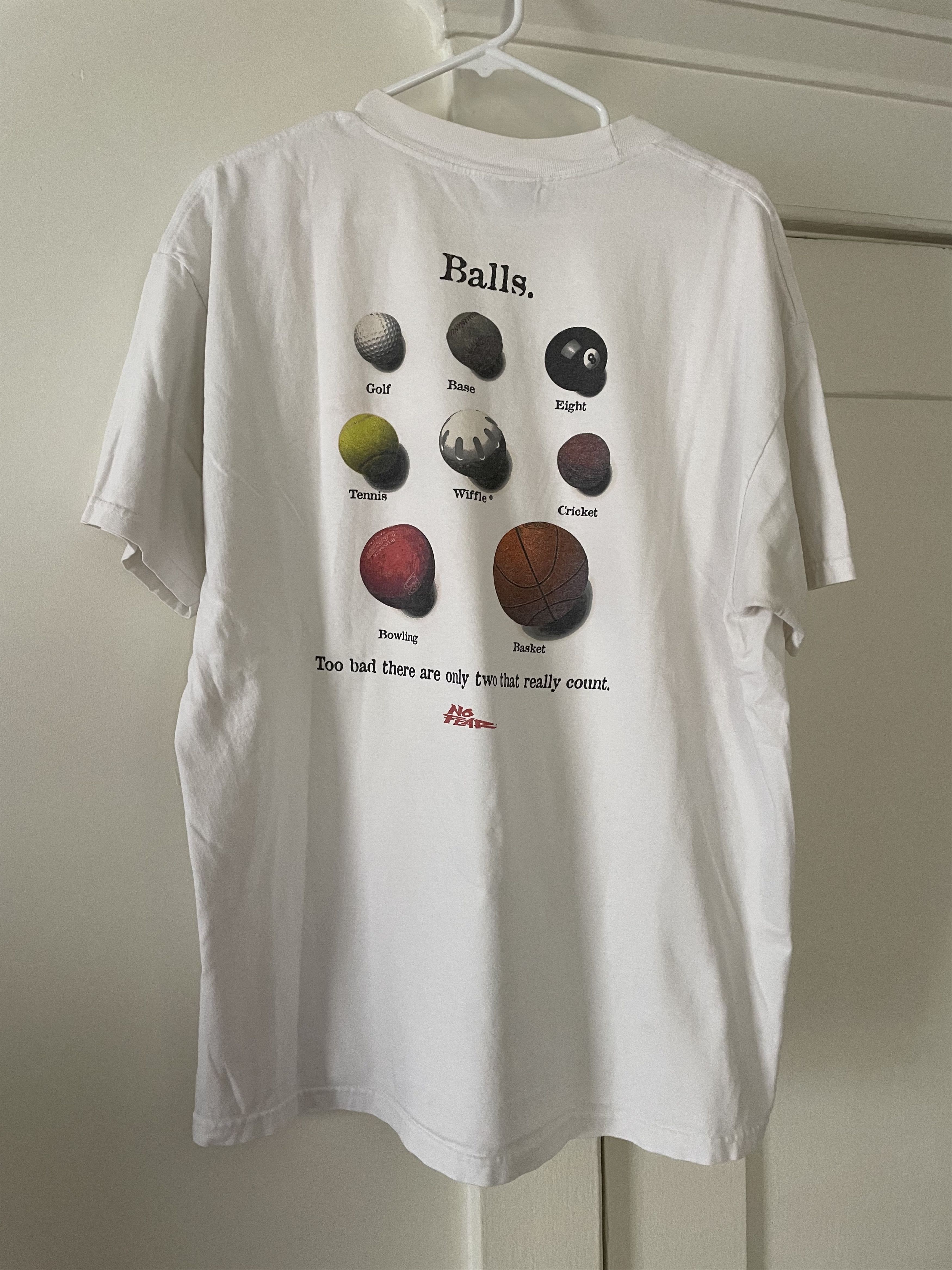 image of No Fear "balls" T in White, Men's (Size XL)