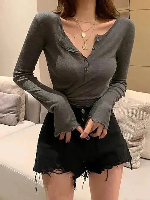 Japanese Brand Clothing Cotton Long Sleeve Korean Fashion Size ONE SIZE - 6 Thumbnail