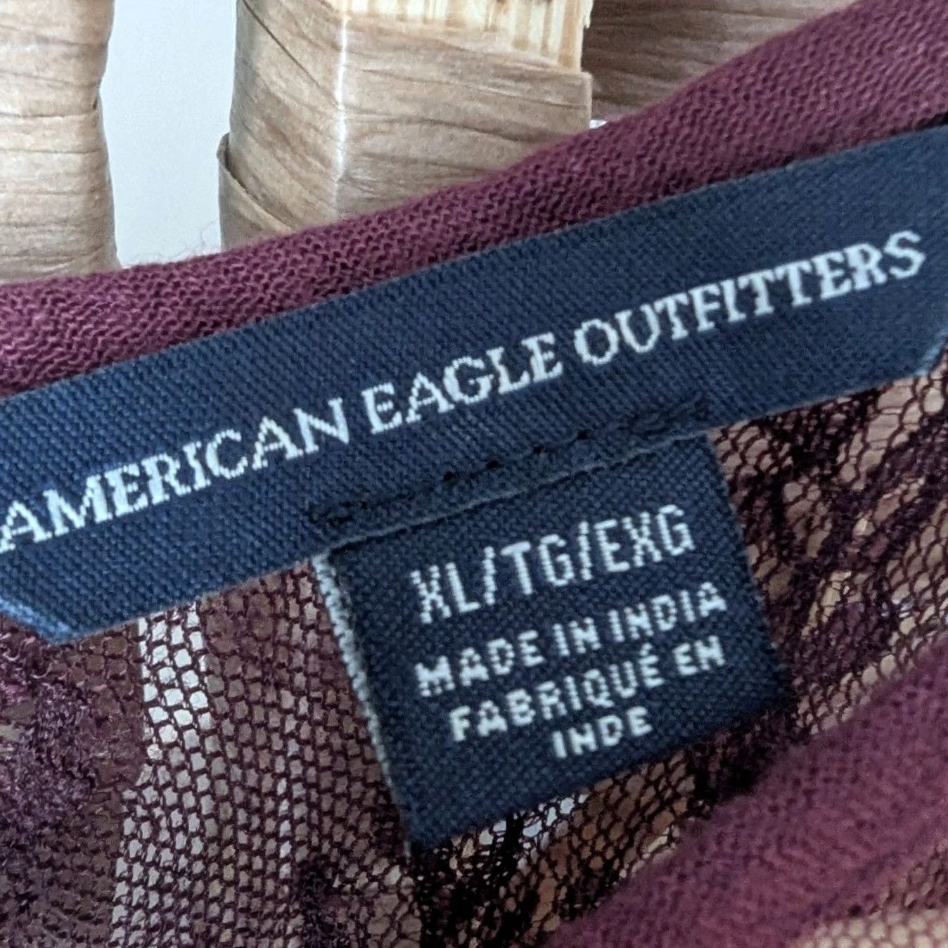 American Eagle Outfitters Burgundy Lace Peasant Top - American Eagle Womens Blouse Size XL / US 12-14 / IT 48-50 - 7 Thumbnail
