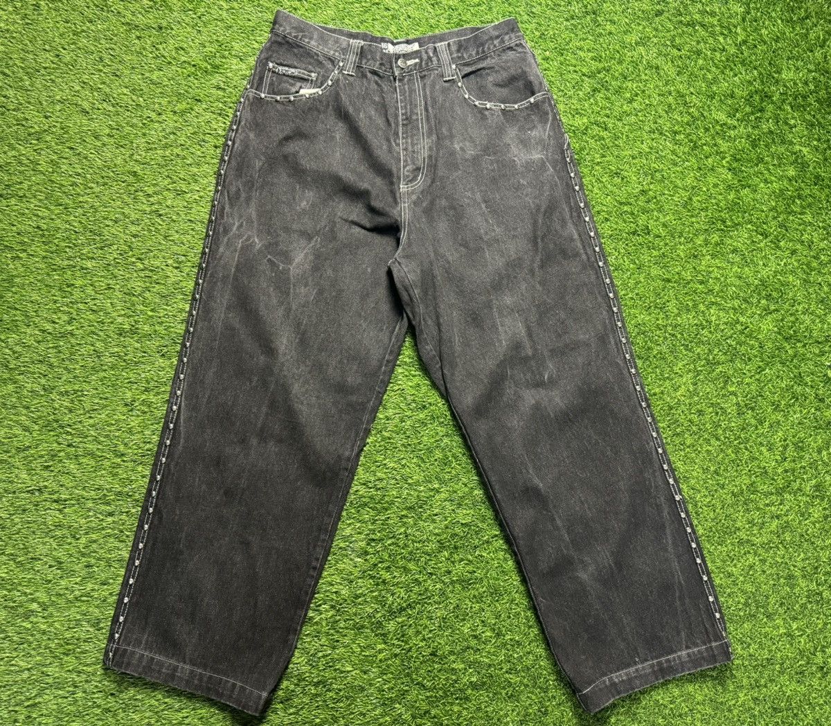 JNCO RAW BLUE - side stud baggy jeans Size US 33 - 1 Thumbnail