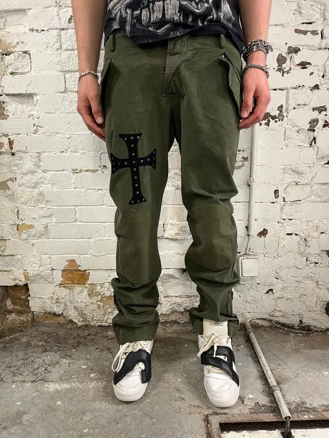 Daniele Alessandrini Daniele Alessandrini Cross Patch Olive Pants Size US 31 - 2 Thumbnail