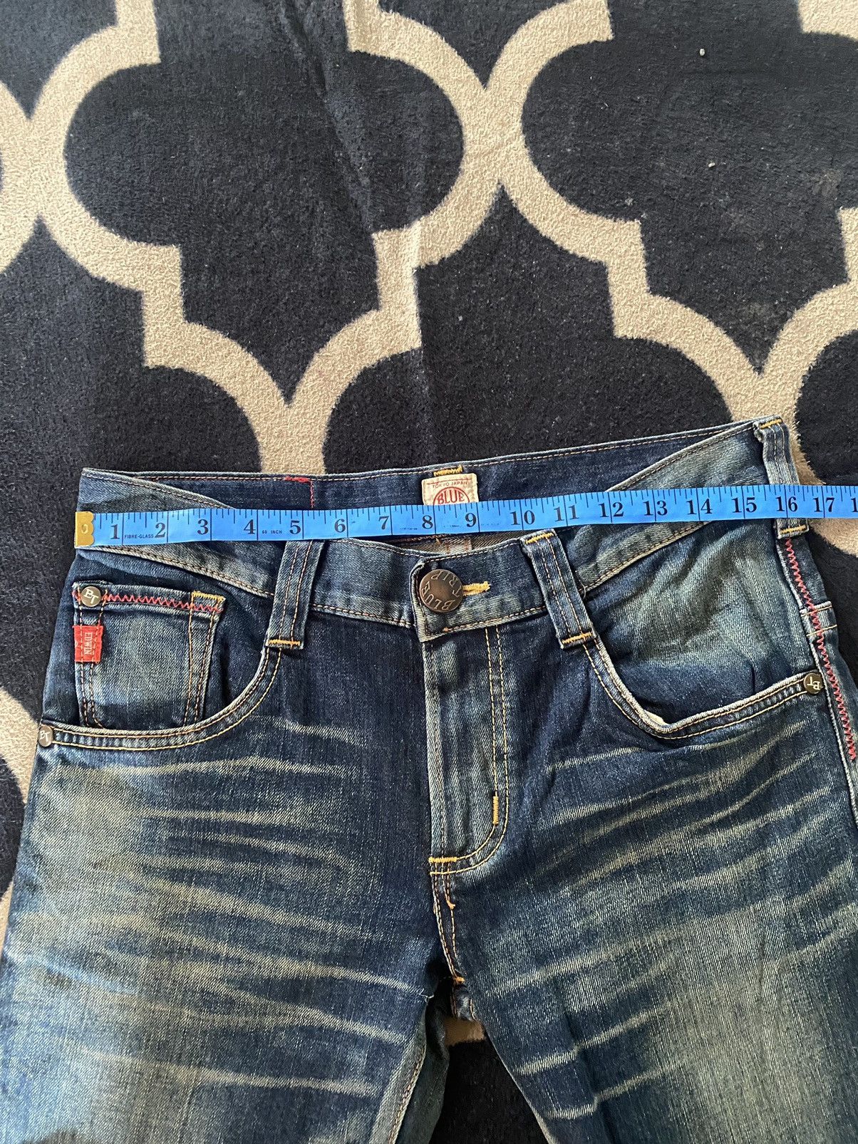 Edwin 🔥FLARE🔥🔥Vintage Edwin Blue Trip Leather Pocket Style Size US 32 / EU 48 - 13 Thumbnail