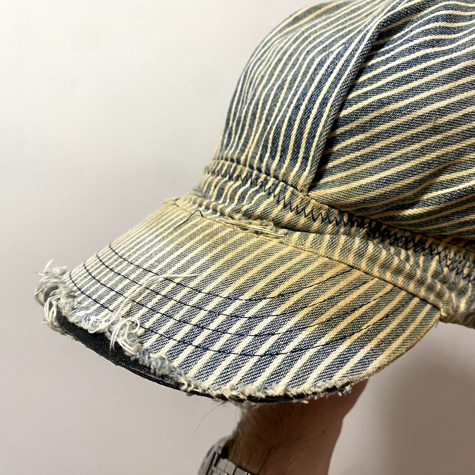 Vintage Vintage Payday Hickory Stripe Railroad Work Cap Distressed Size ONE SIZE - 7 Thumbnail