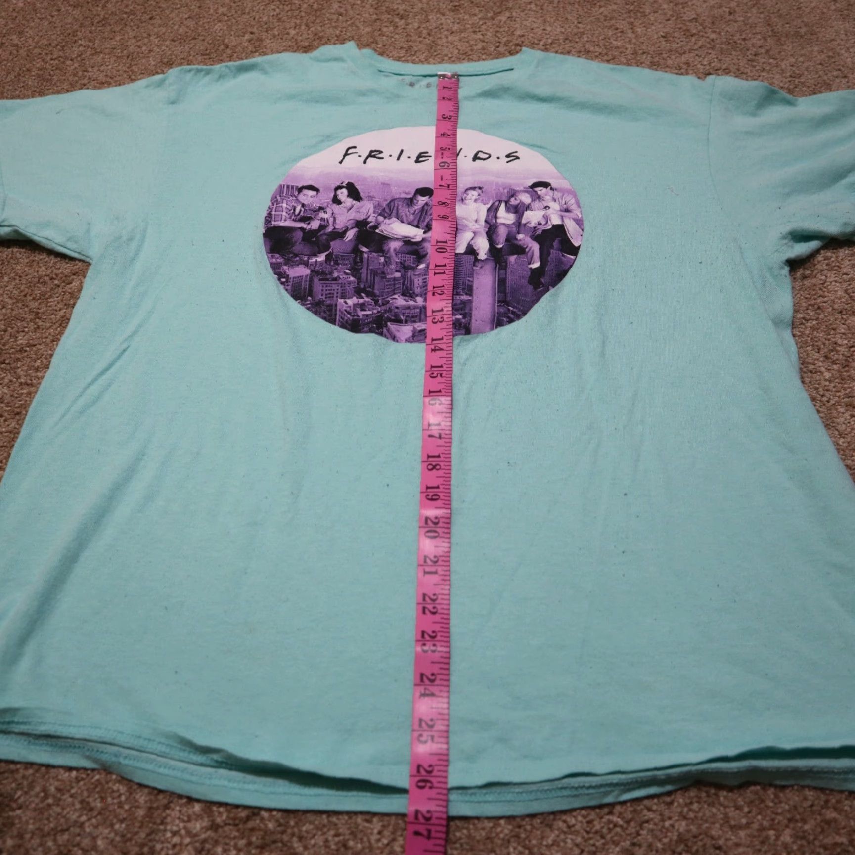 Vintage FRIENDS TV Show Skyscraper Cast T-Shirt 100% Cotton Adult XL Green Crew Neck Short Sleeve Mens Shirt Vintage: No Size US XL / EU 56 / 4 - 6 Thumbnail