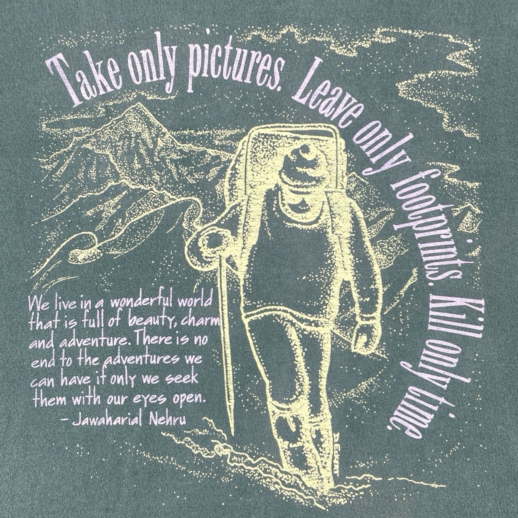 Anvil VINTAGE Anvil Shirt L Nature Quotes Leave Only Footprints Kill Only Time Made In USA Mens Size US L / EU 52-54 / 3 - 3 Thumbnail