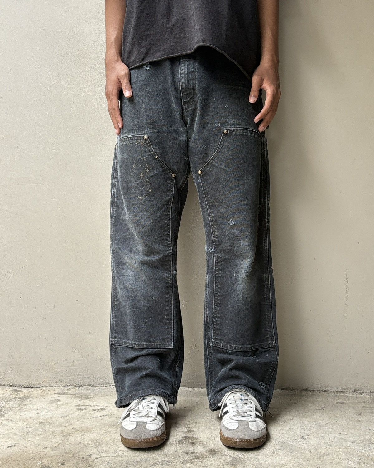 Carhartt Faded Black Carhartt Double Knee Pants Size US 30 / EU 46 - 1 Thumbnail
