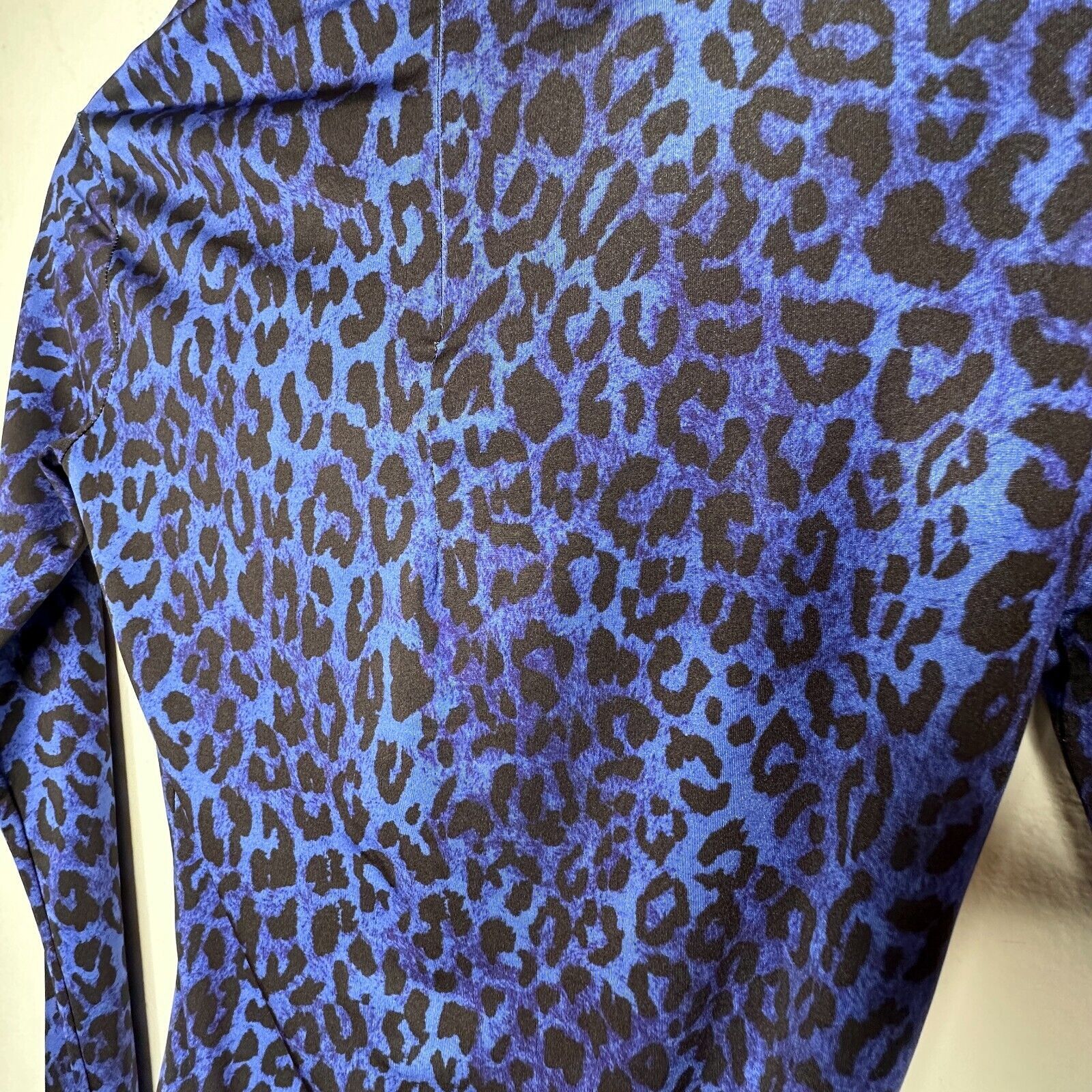 Topshop Topshop x Halpern Blue Cheetah Mock Neck Back Zip Bodysuit 2 Size XS / US 0-2 / IT 36-38 - 8 Thumbnail