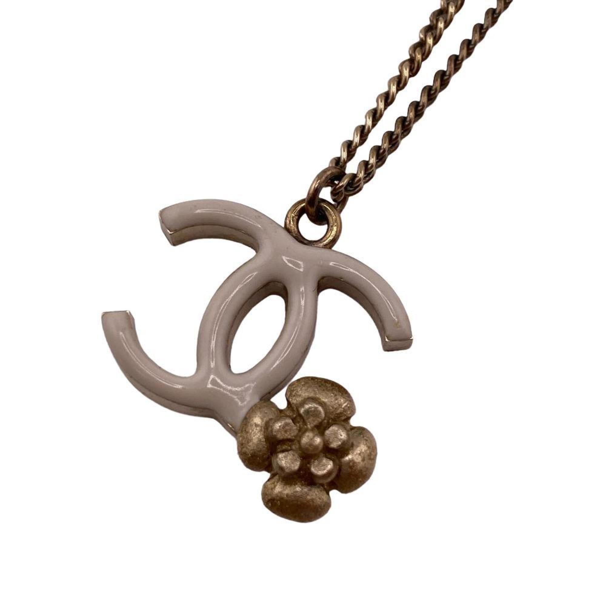image of Chanel 13A Camellia Cocomark Necklace Ivory Ladies, Women's