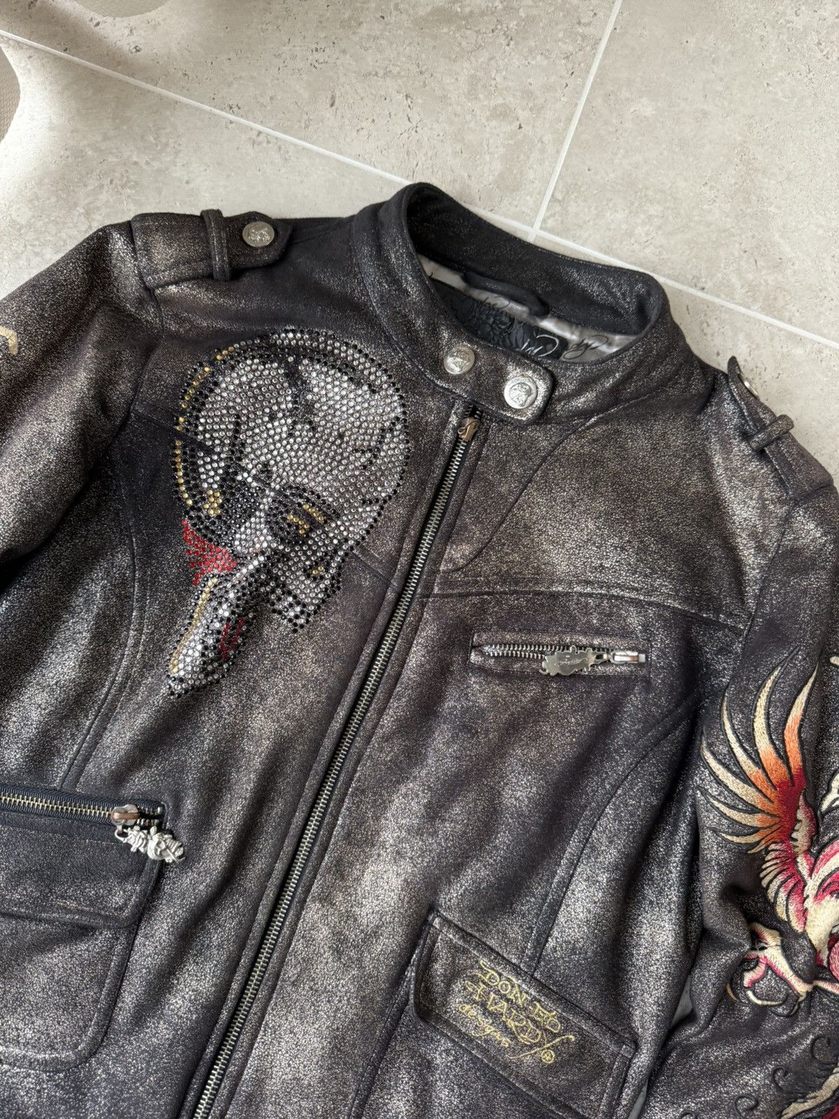 Christian Audigier Ed Hardy Bomber Jacket Size M / US 6-8 / IT 42-44 - 3 Thumbnail