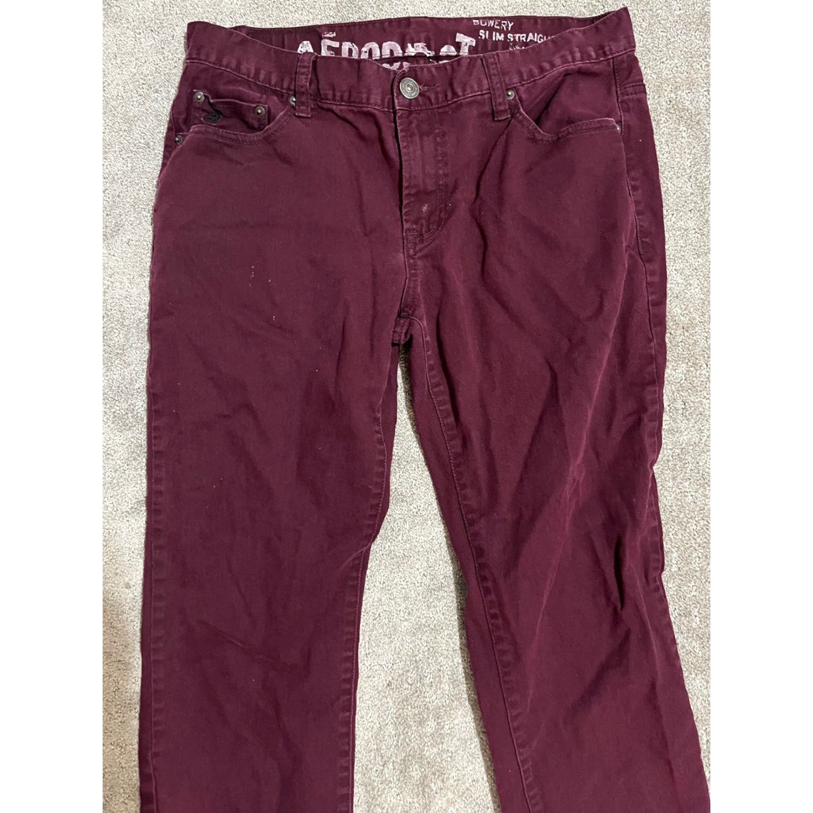Vintage Aéropostale Jeans Bowery Slim Straight Maroon 34x32 Men's Size US 34 / EU 50 - 4 Thumbnail