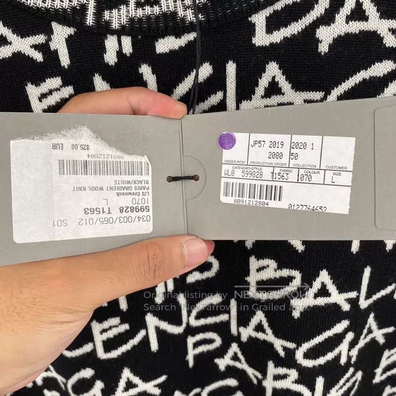 Balenciaga Balenciaga Black and white barrage lettering knitted sweat Size US L / EU 52-54 / 3 - 5 Thumbnail