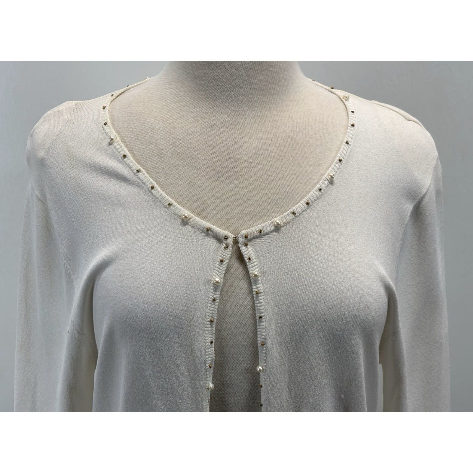 Vintage NEW! Vtg Just B Cardigan Sz Large Women’s Ivory Beaded Embroidered Embellished Size L / US 10 / IT 46 - 5 Thumbnail