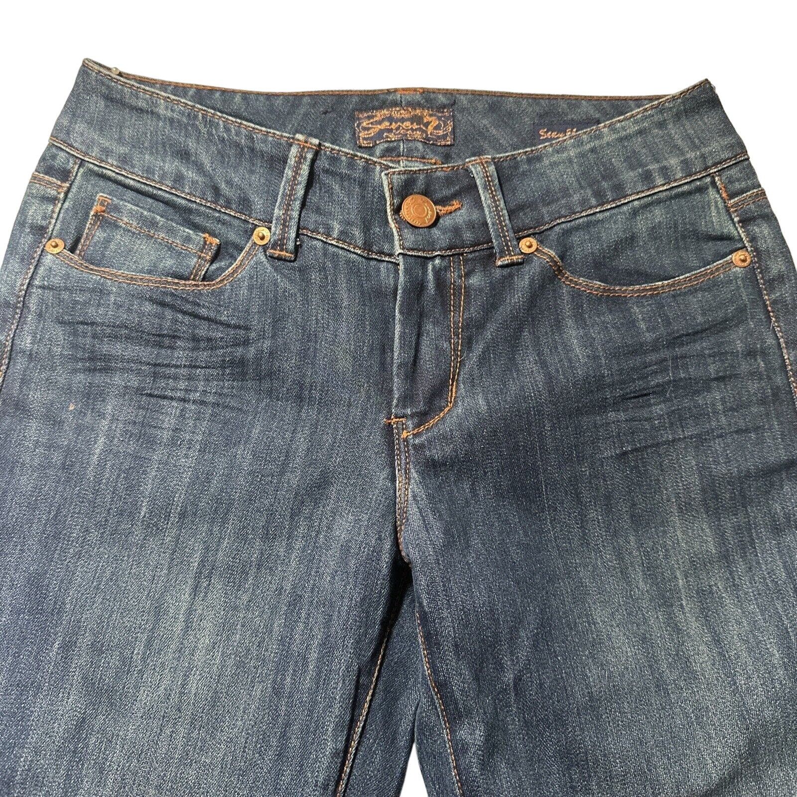 Seven 7 Seven7 Blue Jeans Sz 28 Bell Bottoms Boot Cut BOHODark Wash Size 28" / US 6 / IT 42 - 2 Thumbnail