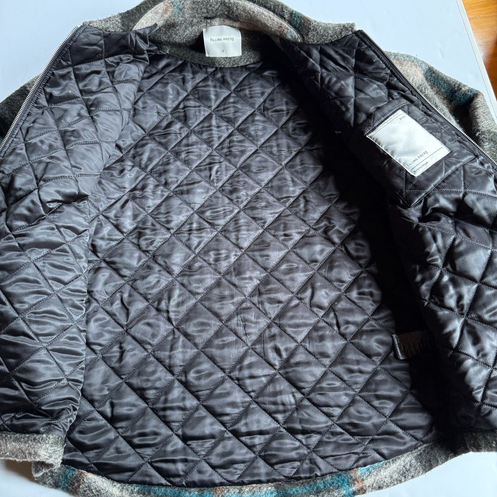 Filling Pieces Filling Pieces Wool Blend Gray Plaid Zip Jacket Size US S / EU 44-46 / 1 - 8 Thumbnail
