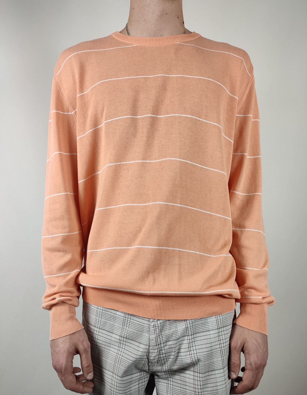 Pal Zileri Pal Zileri Striped Knitted Cotton Coral Jumper Size US XL / EU 56 / 4 - 2 Thumbnail