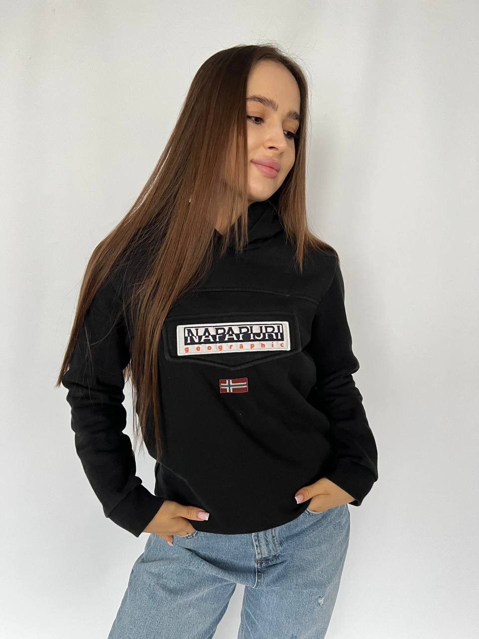 Napapijri Streetwear Vintage Vintage Napapijri Center Logo Black Hoodie Grailed