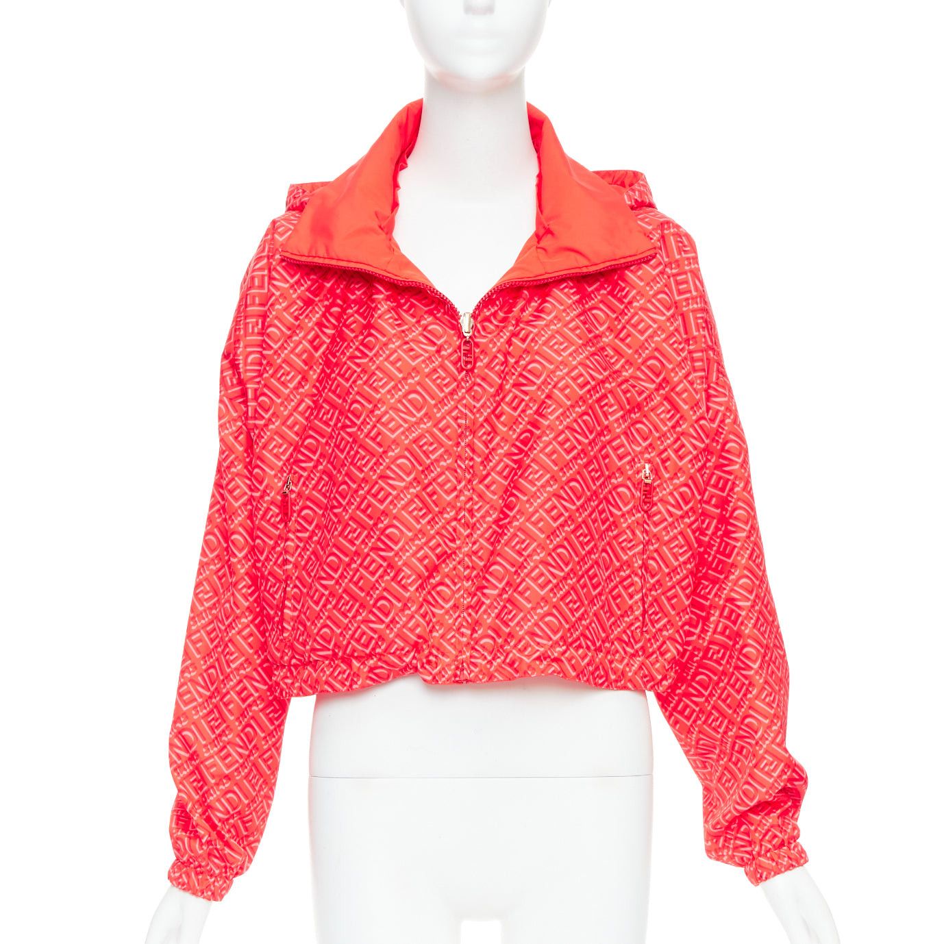 Fendi FENDI SKIMS red FF monogram print nylon cropped anorak windbreaker M Size M / US 6-8 / IT 42-44 - 1 Thumbnail