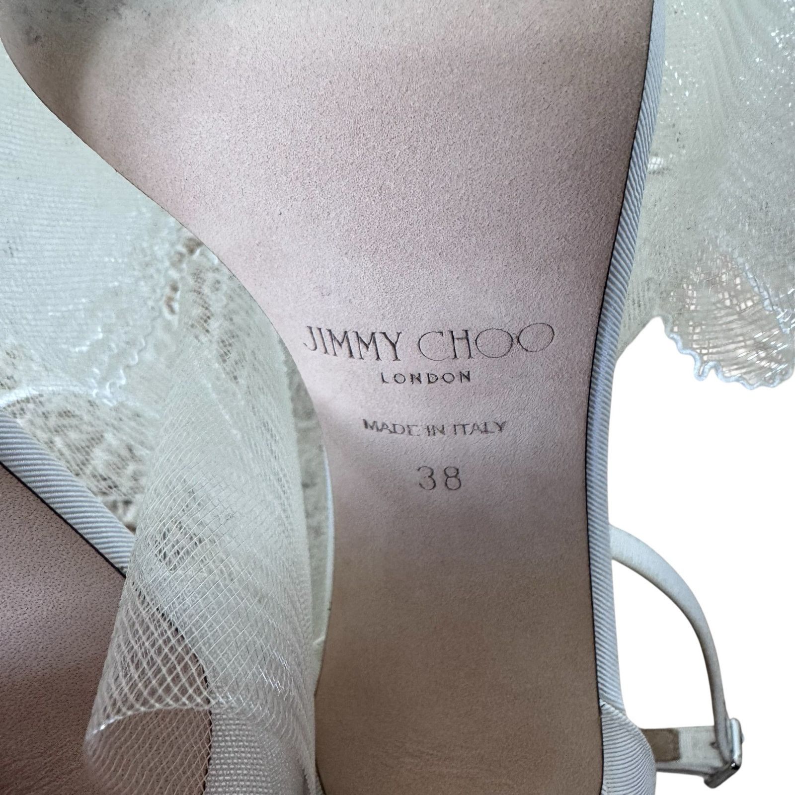 Jimmy Choo JIMMY CHOO Aveline Asymmetric Mesh/ Grosgrain Latte Heels Size US 8 / IT 38 - 9 Thumbnail