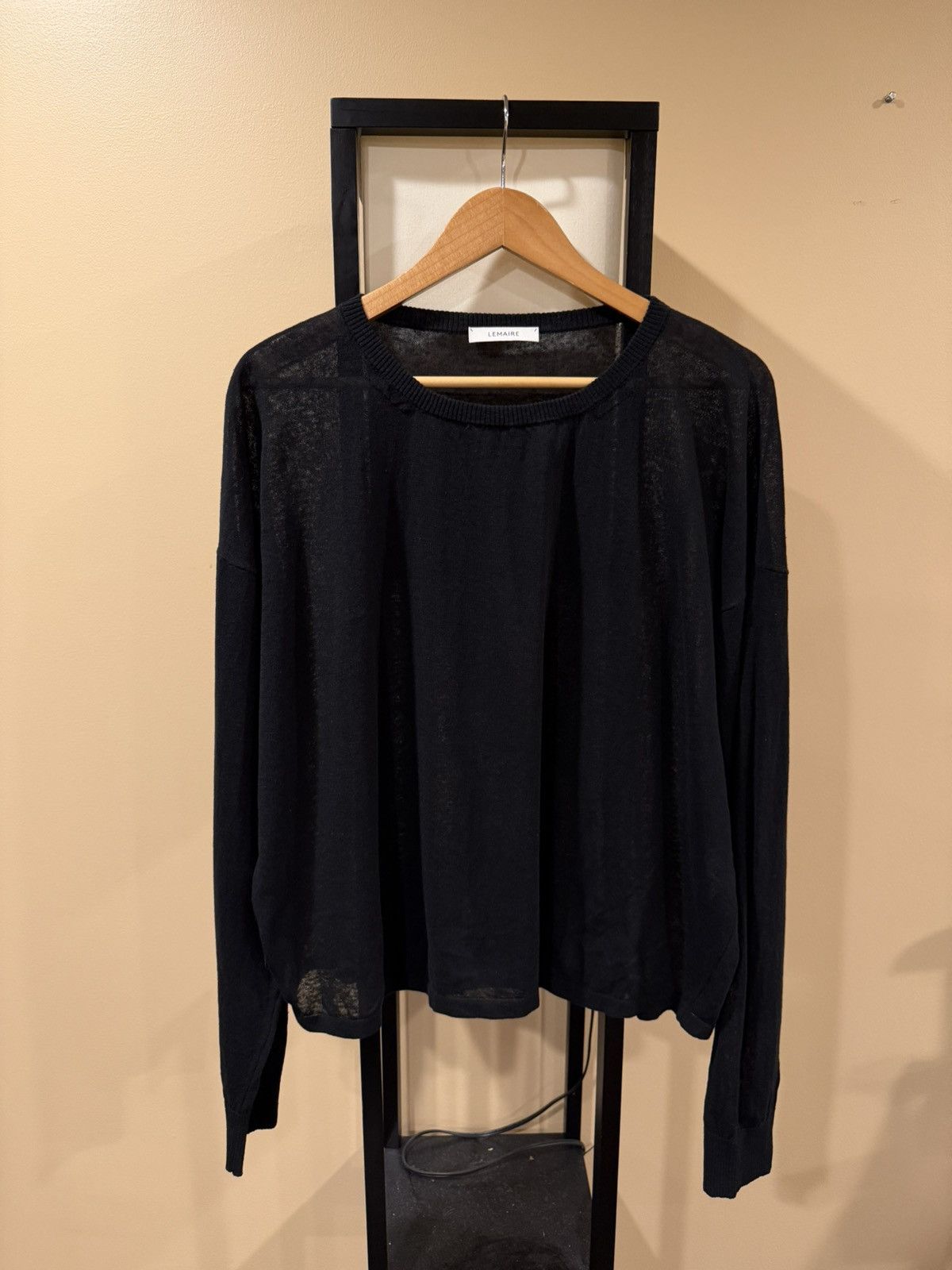 Lemaire Lemaire Boxy Thin Black Round Neck Pullover Sweater Size US XL / EU 56 / 4 - 8 Thumbnail