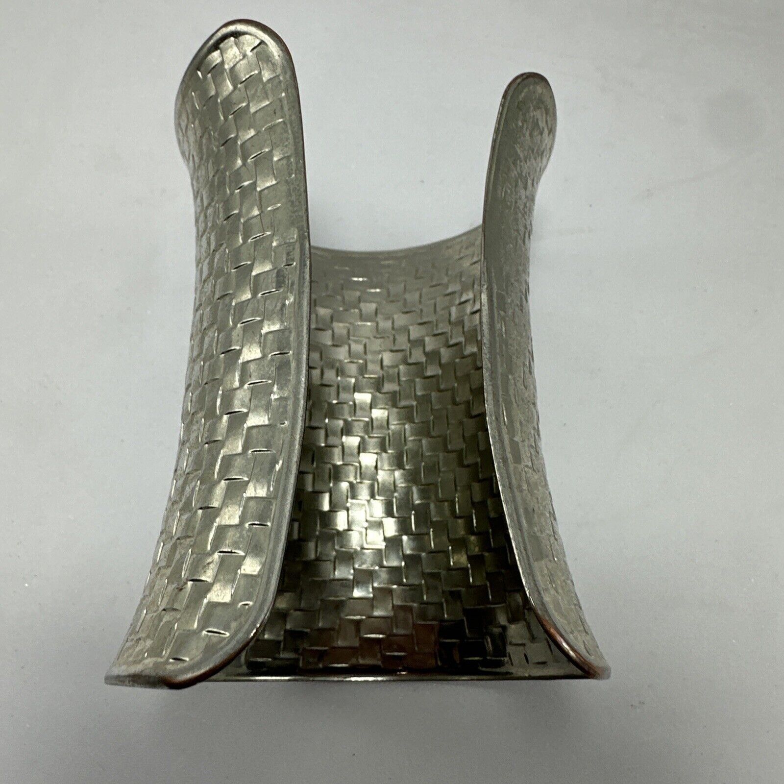 Other Fashion Basket Weave Bangle Cuff Adjustable Silver Tones Size ONE SIZE - 5 Thumbnail