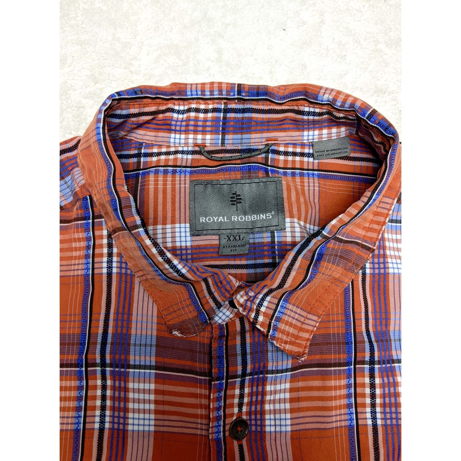 Royal Robbins Royal Robbins Shirt 2XL Orange Plaid Spread Camp Short Sleeve Metal Button Men Size US XXL / EU 58 / 5 - 4 Thumbnail