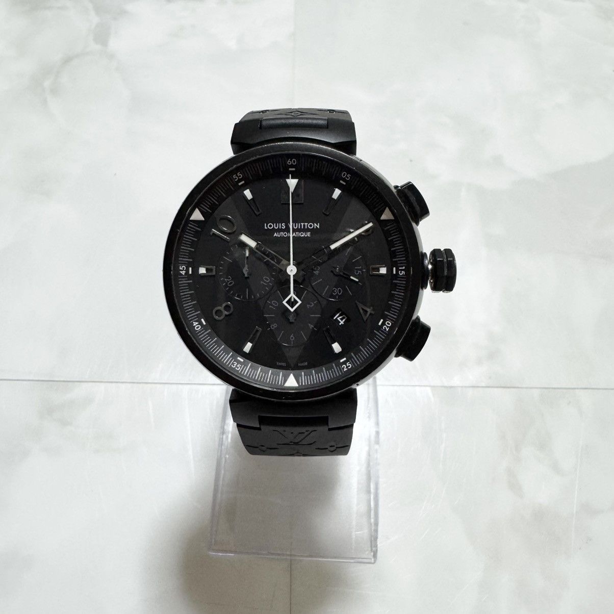 Louis Vuitton Authentic Louis Vuitton Tambour Black TO4139 Q1A62 Monogram Size ONE SIZE - 10 Thumbnail