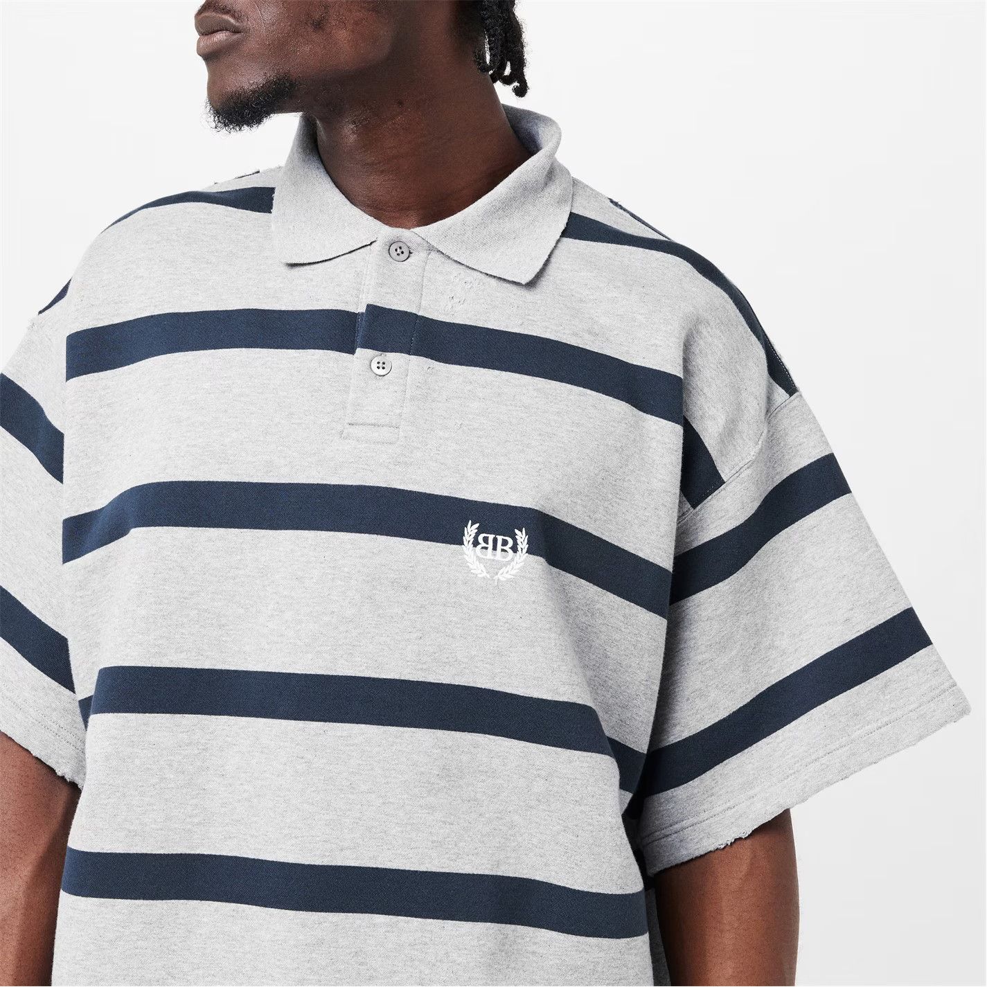 Balenciaga o1g2r1mq0226 Short Sleeve Polo Shirt In Heather Grey/Blue Size US M / EU 48-50 / 2 - 5 Thumbnail