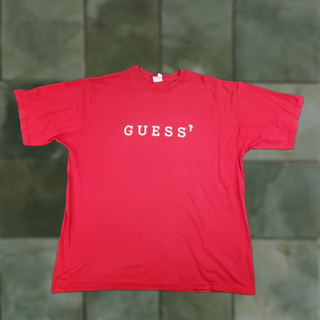 Guess VINTAGE Guess Shirt Mens Large Red Logo 90s Tee USA Made 90s Vintage Graphic Print Crew Neck Short Sleeve Size US L / EU 52-54 / 3 - 1 Thumbnail