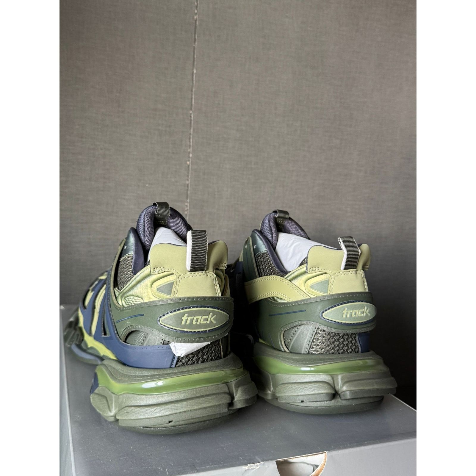 Balenciaga o1alis0126 Tricolor Mesh Rubber Track Sneaker Kaki/Dark Grey Size US 12 / EU 45 - 4 Thumbnail