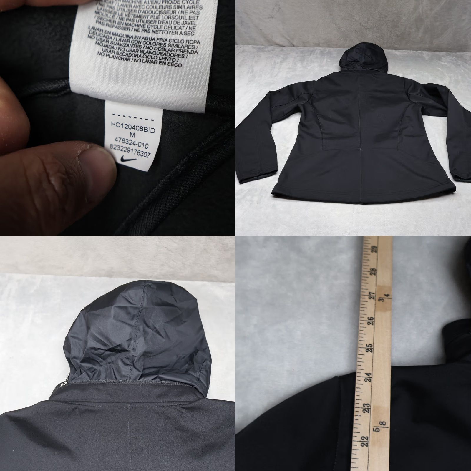 Nike Nike Jacket Womens Medium Black Hooded Full Zip Softshell Fleece Lined Wind Rain Size M / US 6-8 / IT 42-44 - 8 Thumbnail