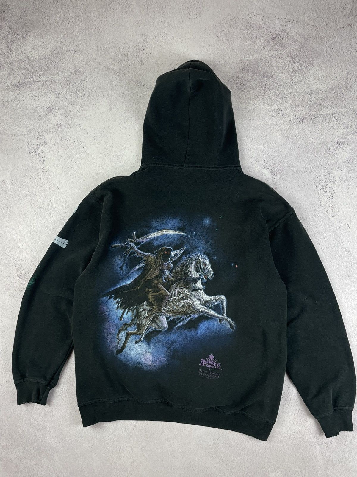 Alchemy Equipment × Designer × Vintage Vintage Alchemy Gothic The Fourth Horseman Hoodie,Black,Sz L Size US L / EU 52-54 / 3 - 11 Thumbnail