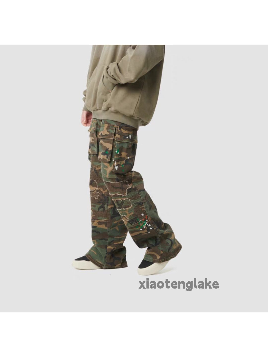 Designer × Japanese Brand × Vintage washed faded military patchwork camo hiphop cargo pants Size US 32 / EU 48 - 5 Thumbnail