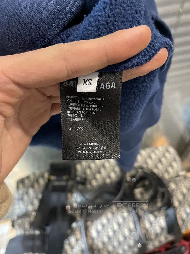 Balenciaga Balenciaga Blue Destroyed Marathon Hoodie Size US XS / EU 42 / 0 - 5 Thumbnail