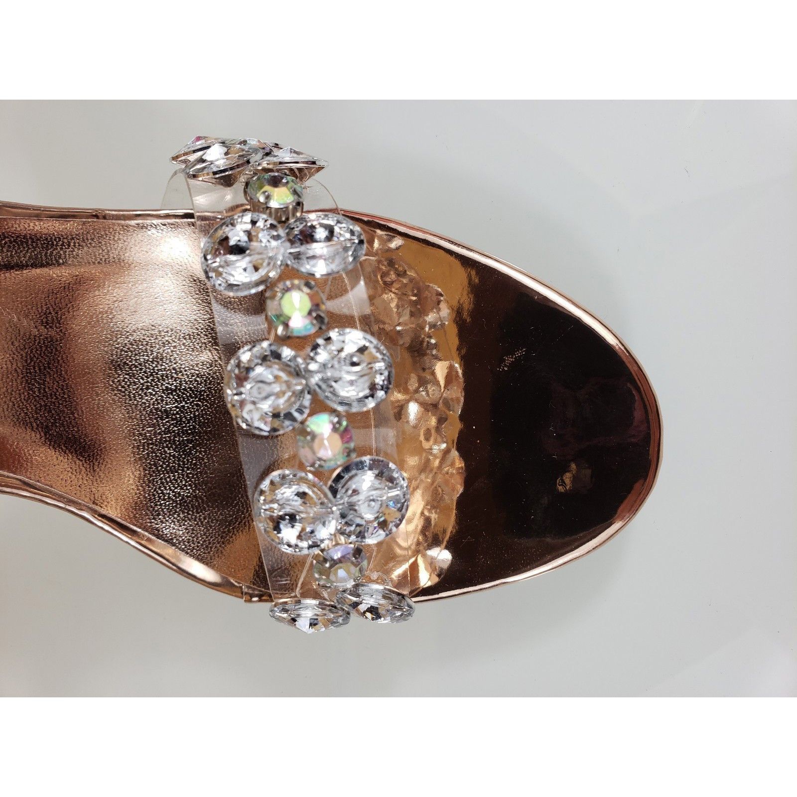 Other Top Show Rose Gold Tie Up Crystal Toe Strap 4 " High Heel Sa Size US 7.5 / IT 37.5 - 5 Thumbnail