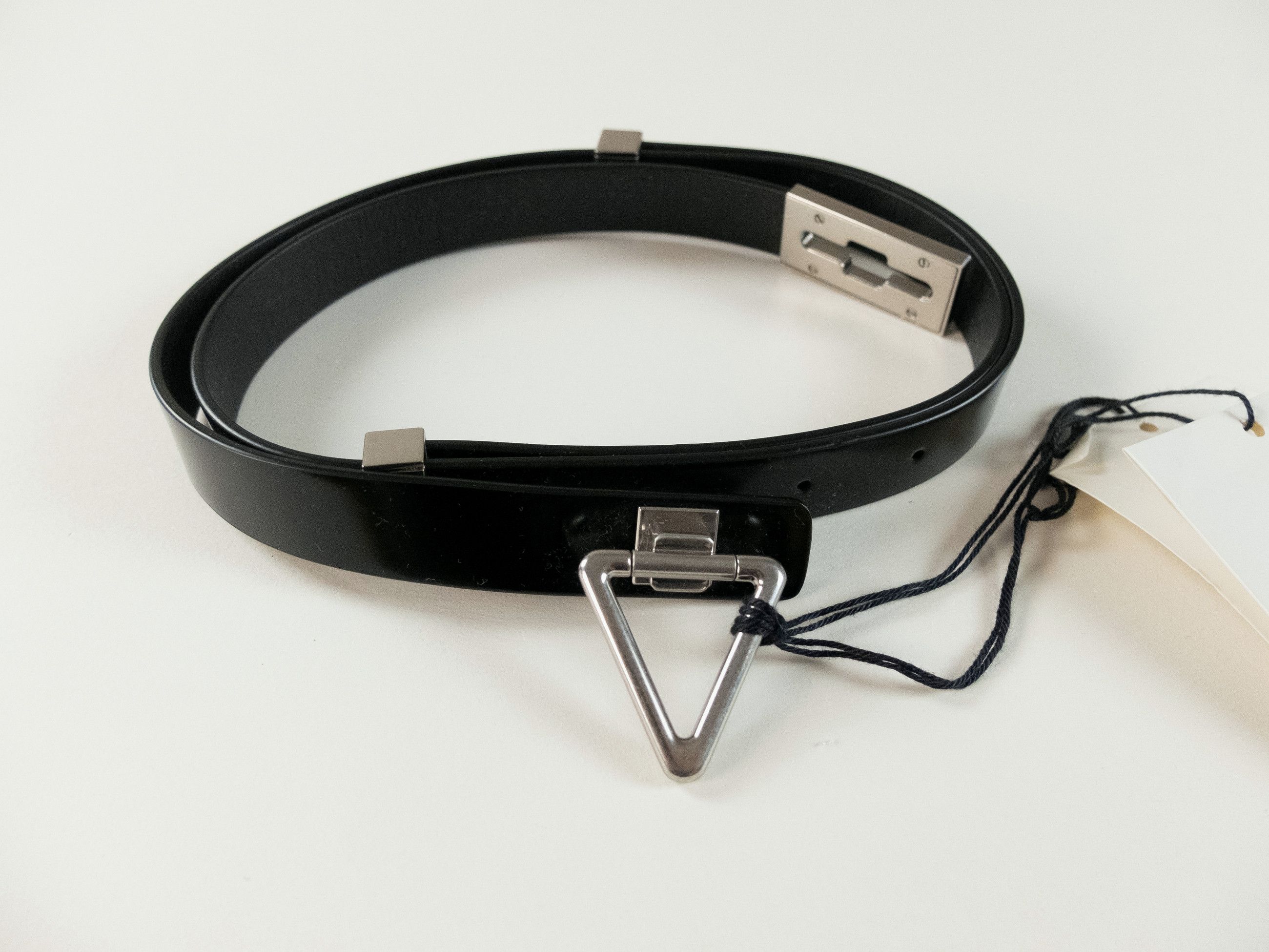 Bottega Veneta BOTTEGA VENETA Point Lock black triangle leather belt 85 Size ONE SIZE - 4 Thumbnail