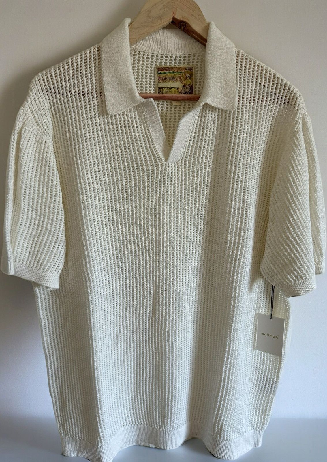 Aime Leon Dore Aime Leon Dore Coconut Milk Mesh Knit Polo | Grailed