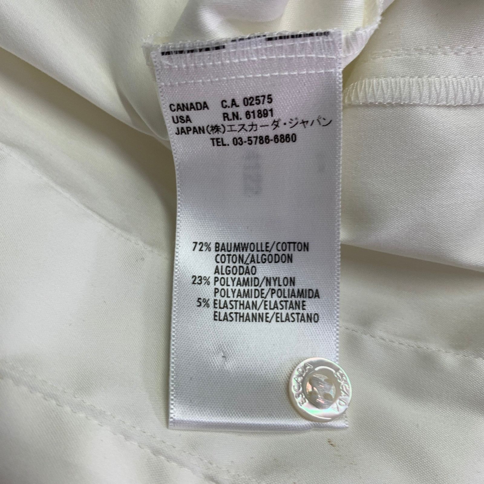 Escada ESCADA Size XL Cream Cotton Blend Pleated Sleeveless Shirt Size XL / US 12-14 / IT 48-50 - 8 Thumbnail