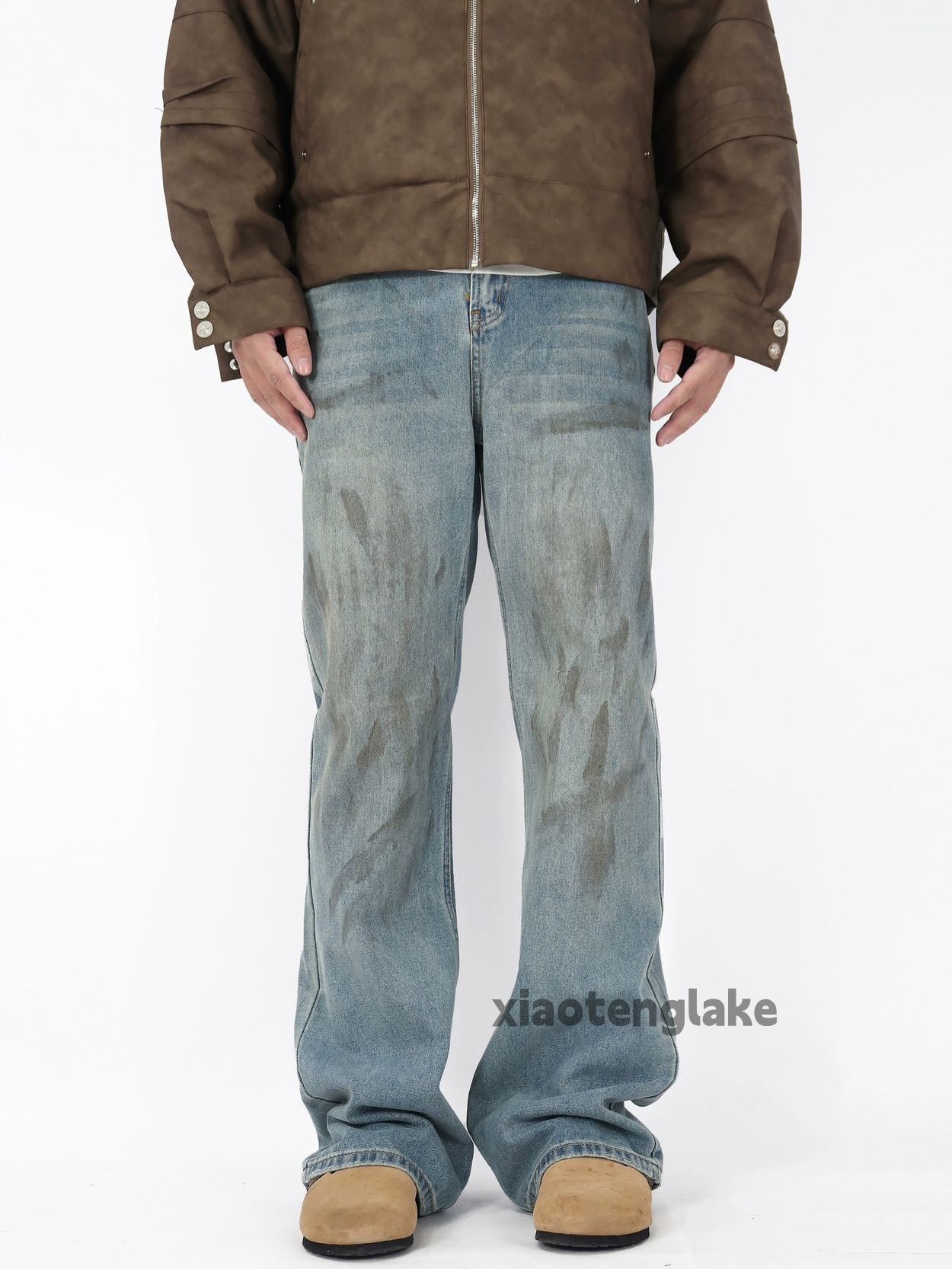 Designer × Japanese Brand × Vintage washed faded loose baggy hiphop stain jeans Size US 32 / EU 48 - 4 Thumbnail