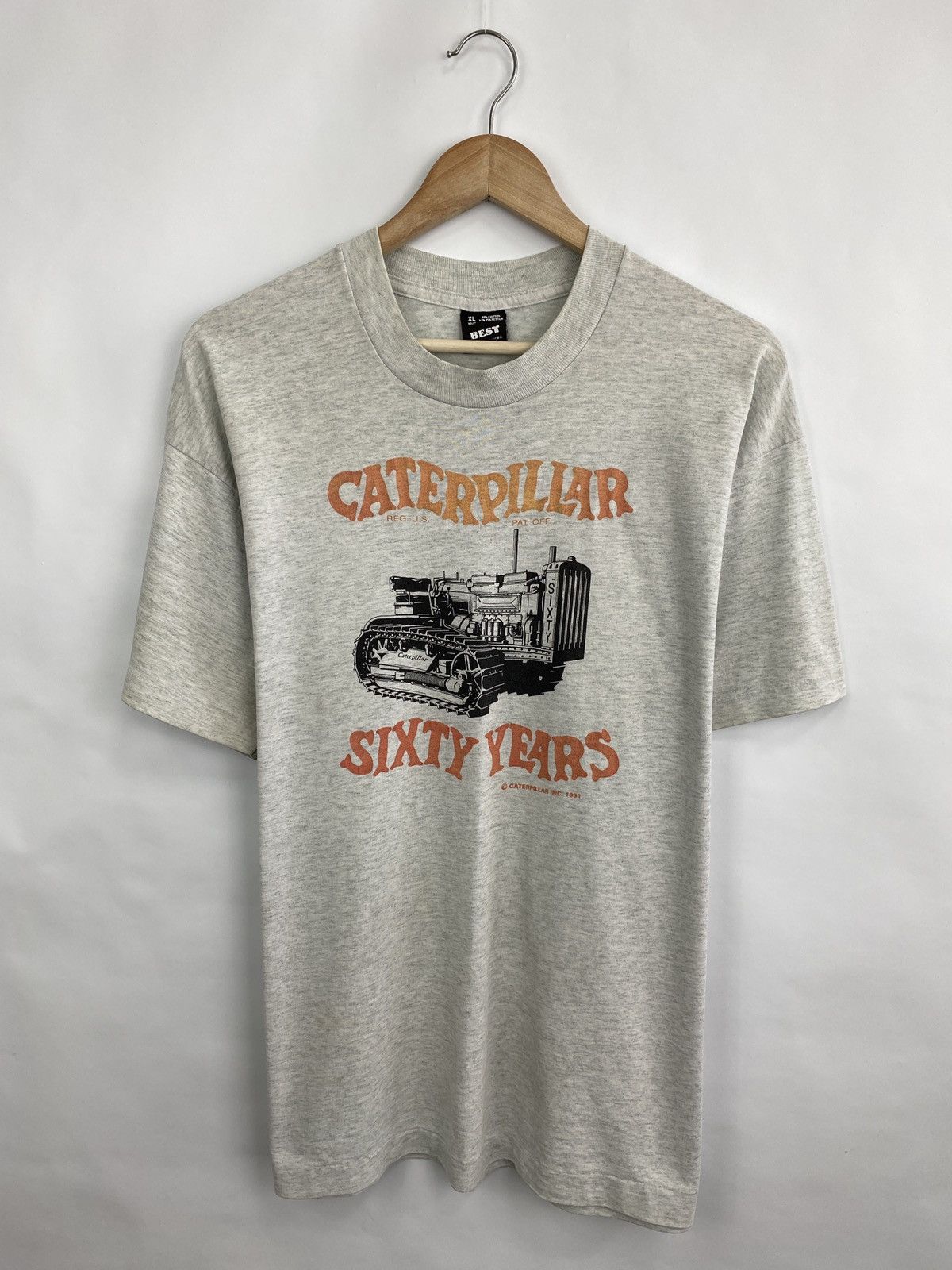 Caterpillar 🇺🇸 Vintage 1991 Caterpillar Sixty Years T-Shirt Rare Retro Size US XL / EU 56 / 4 - 3 Thumbnail
