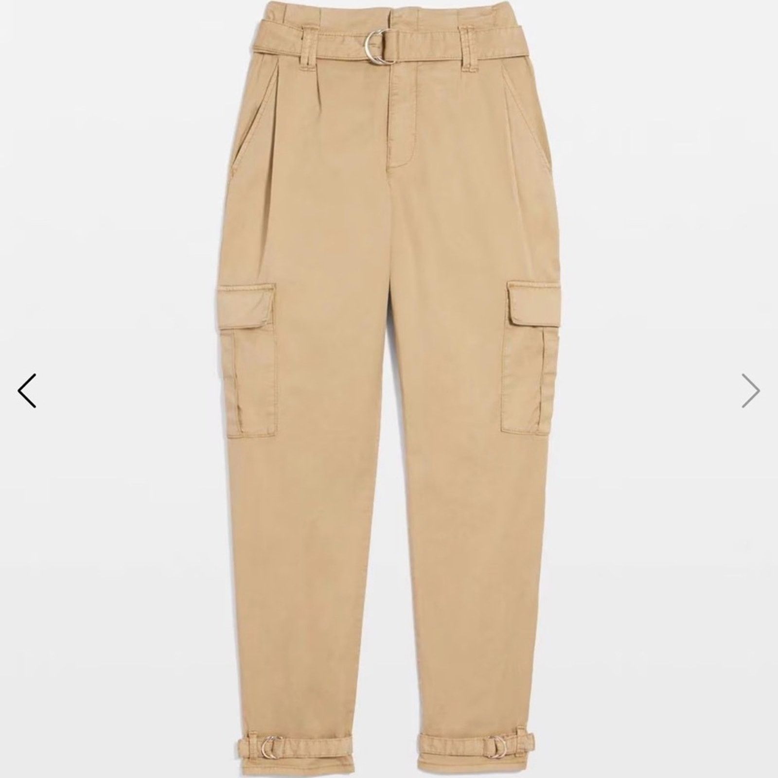 White House Black Market WHBM Extra High Rise Pret Tan Cargo Tapered Ankle Pants. Size 25" / US 0 / IT 36 - 5 Thumbnail