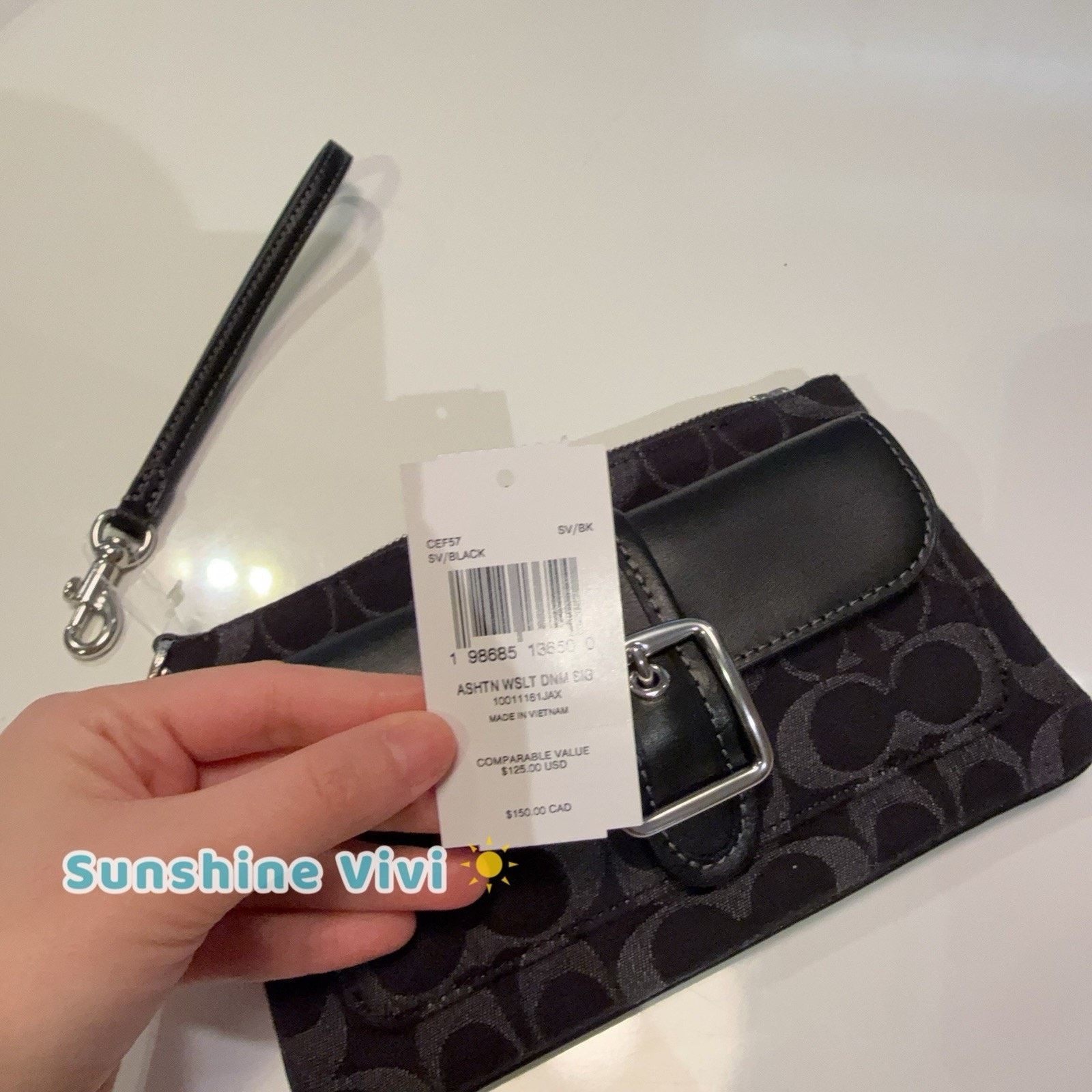 Coach NWT Coach Ashton Wristlet Signature Jacquard black CEF57 Size ONE SIZE - 5 Thumbnail
