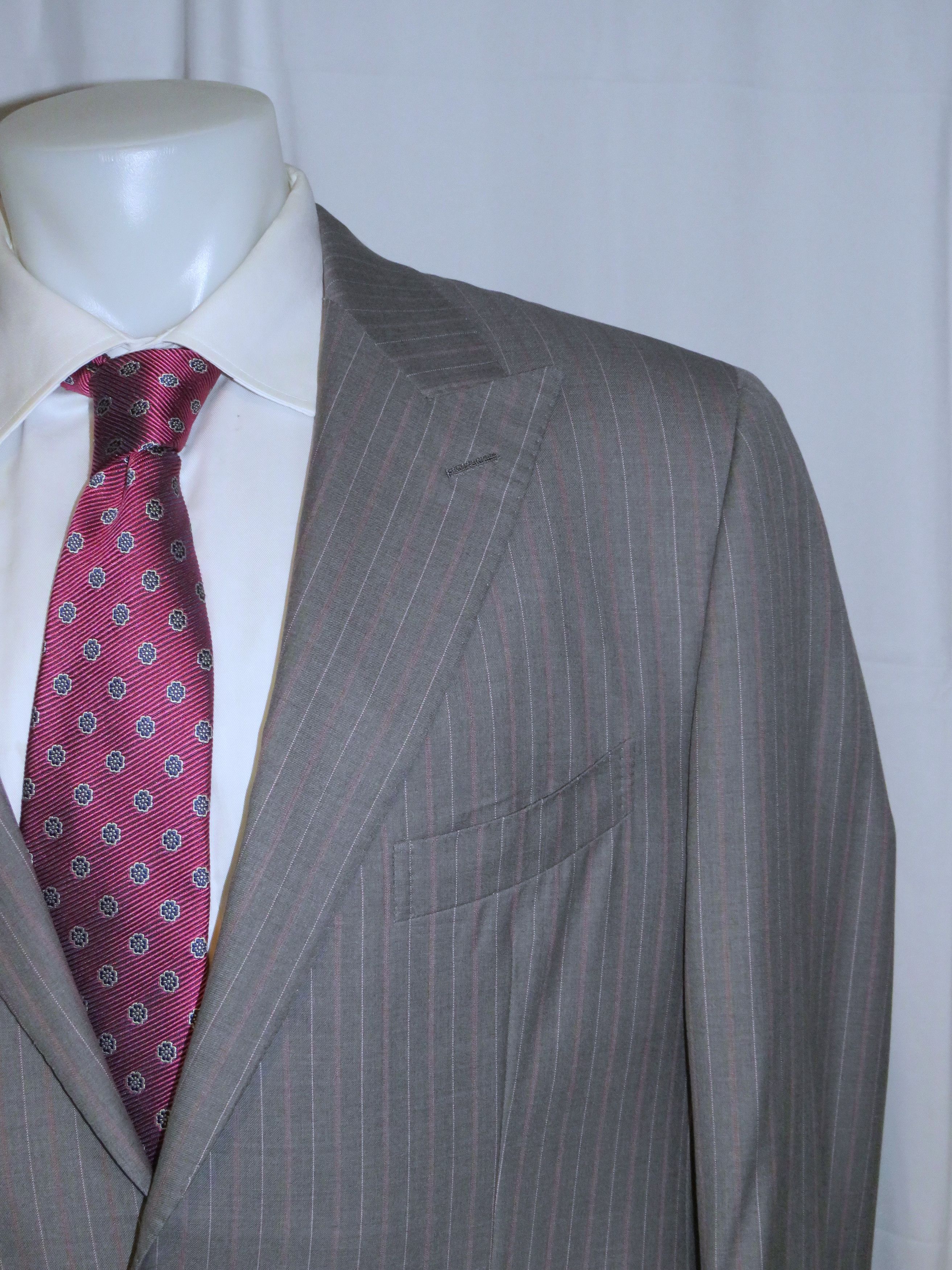 Other Marcello Vero Gray Striped Bespoke Two Button Suit 43R Size 42R - 4 Thumbnail