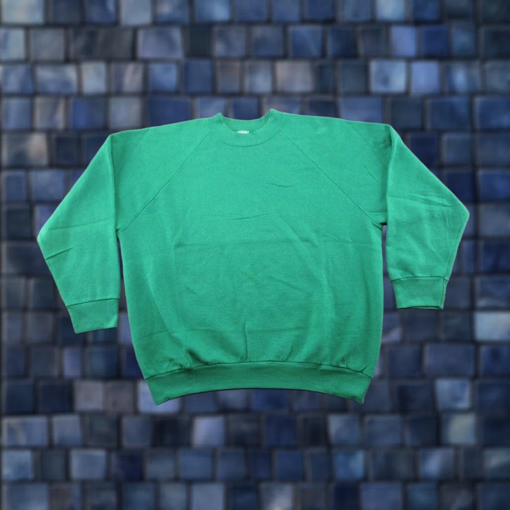 Fruit Of The Loom VINTAGE Fruit of the Loom Green Raglan Crew Neck XL Sweatshirt Men 80s 90s Size US XL / EU 56 / 4 - 1 Thumbnail