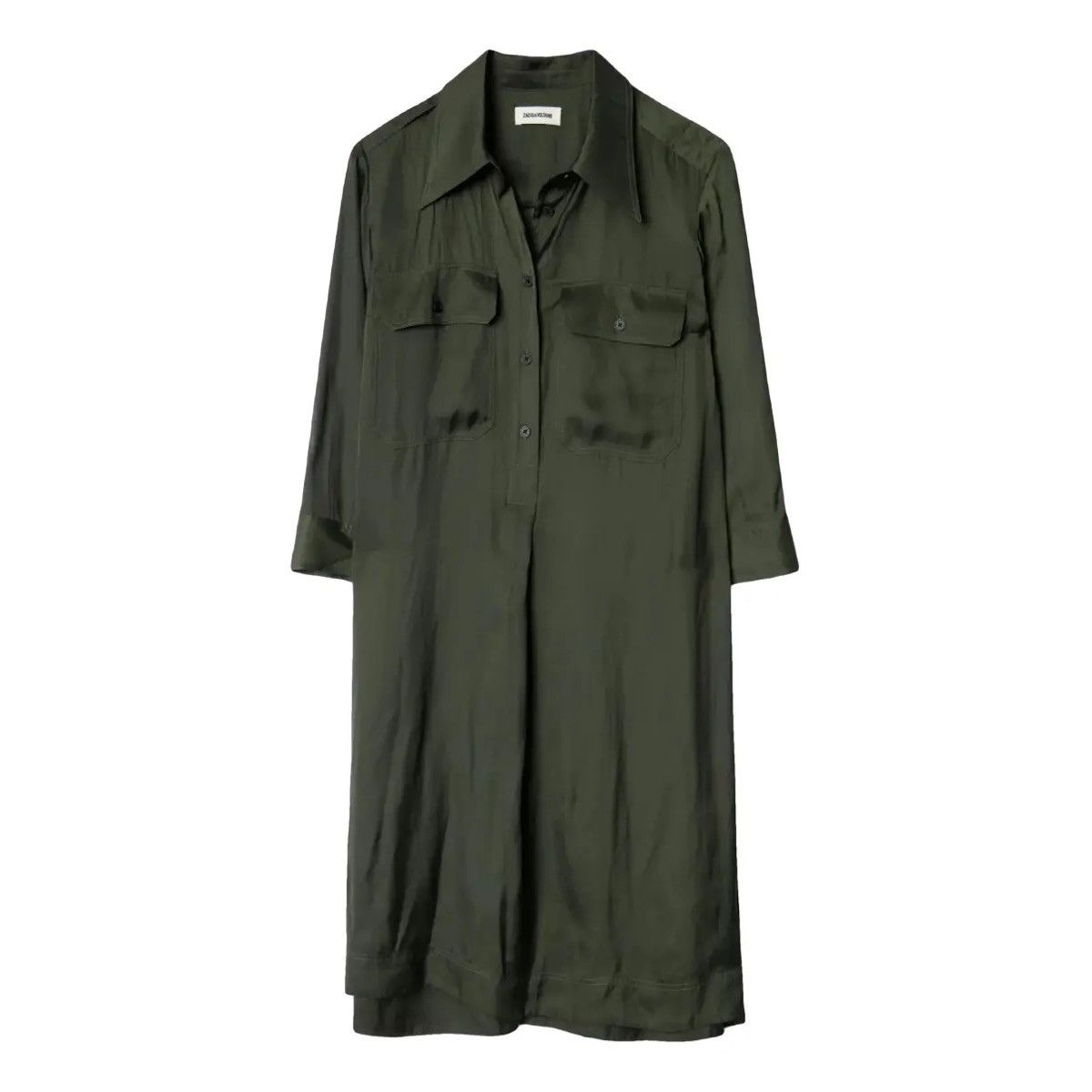 Vintage × Zadig & Voltaire Zadig & Voltaire Button Dress Roa Satin Khaki Blouse Size S Size S / US 4 / IT 40 - 3 Thumbnail