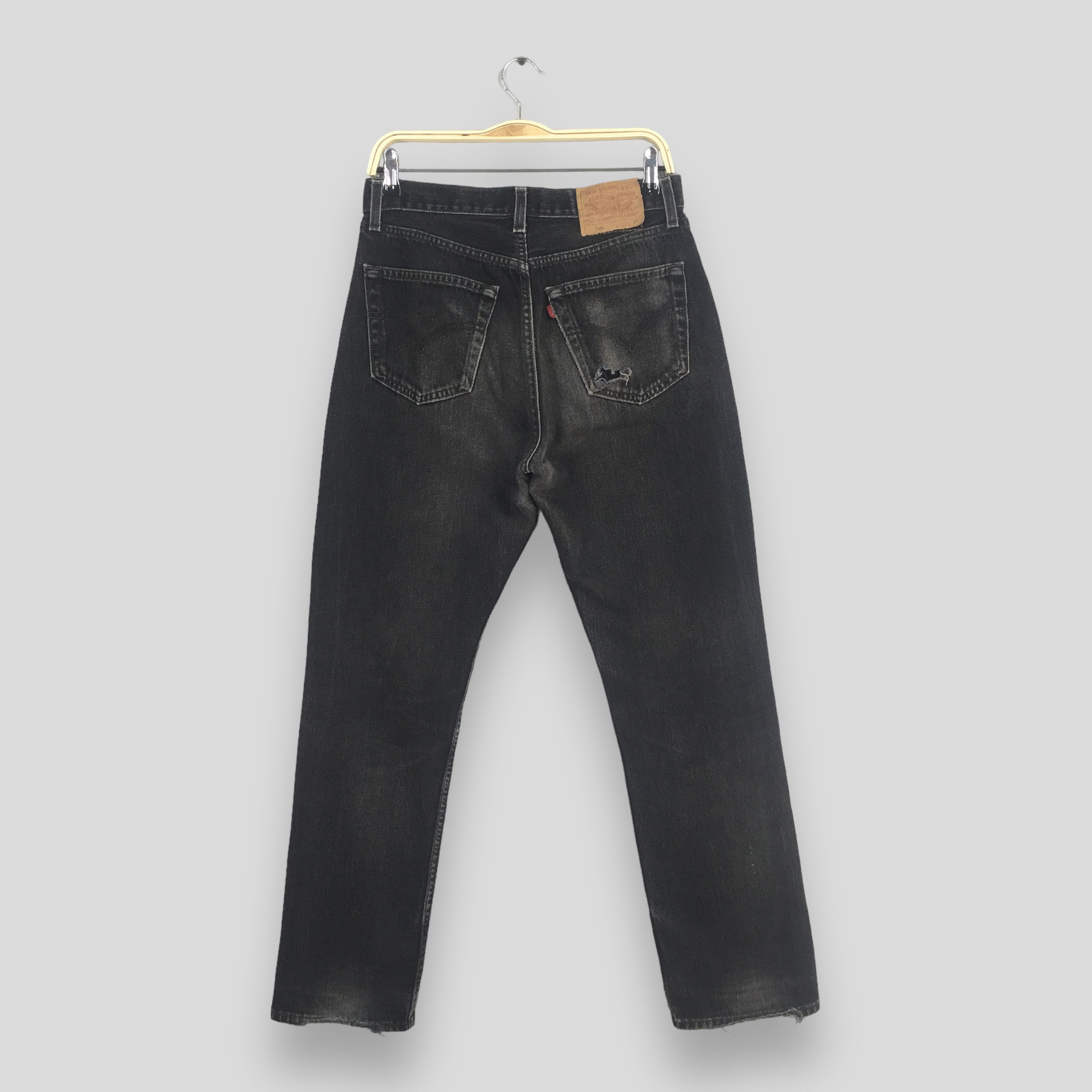 Levi's Size 29x29.5 Vintage 90s Levi's 501 Faded Black Jeans S728 Size US 29 - 8 Thumbnail