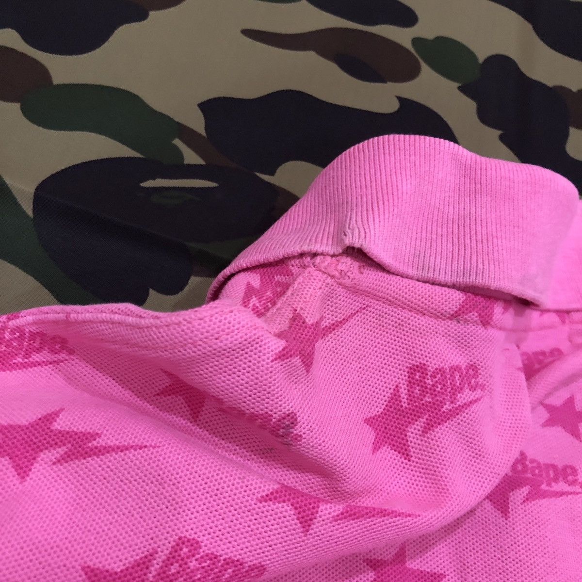 Bape Bape Sta Pattern Polo Shirts Size L Size US L / EU 52-54 / 3 - 12 Thumbnail