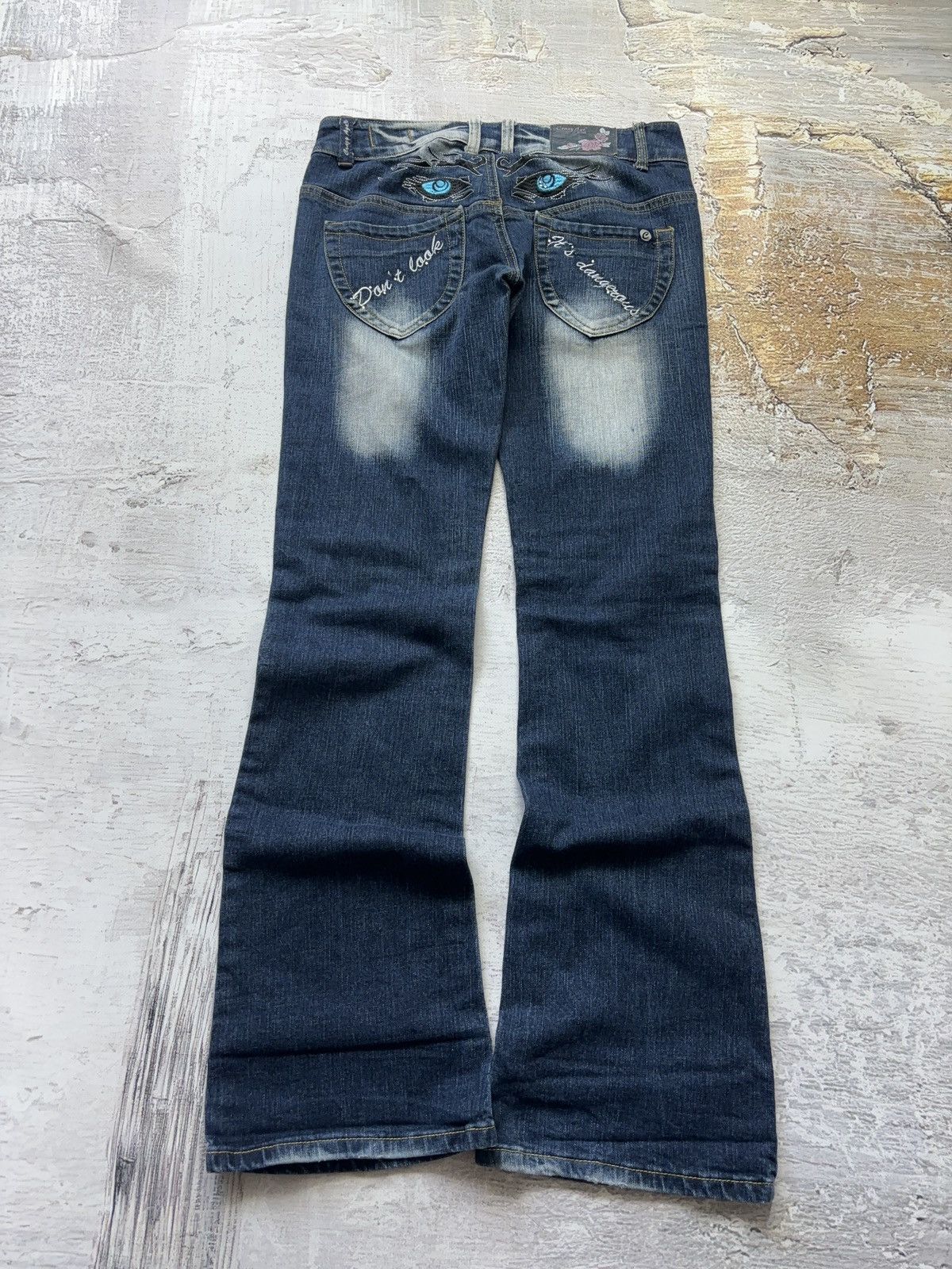 Vintage Crazy Age 00s y2k “Don’t look” flared vintage denim jeans Size 27" / US 4 / IT 40 - 2 Thumbnail