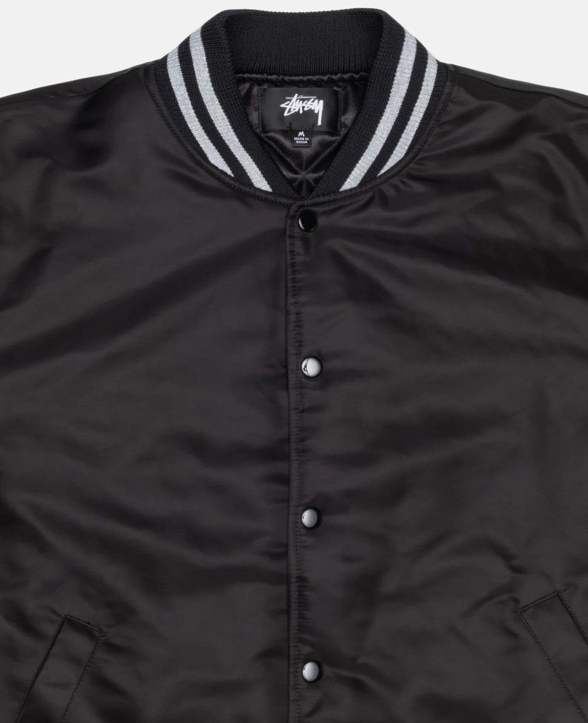 Stussy × Vintage Stüssy Sequins Satin Varsity Jacket Black Size US M / EU 48-50 / 2 - 3 Thumbnail